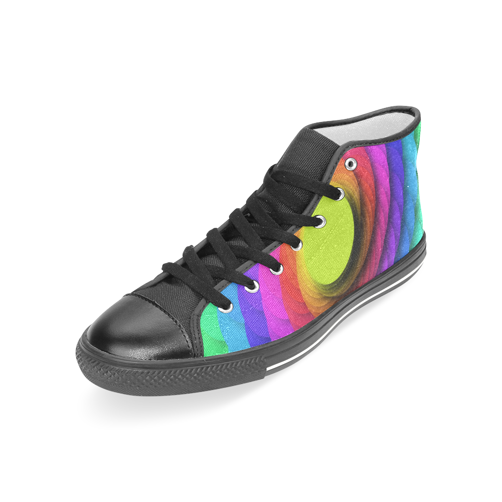 Psychodelic Spirale In Rainbow Colors Women's Classic High Top Canvas Shoes (Model 017)