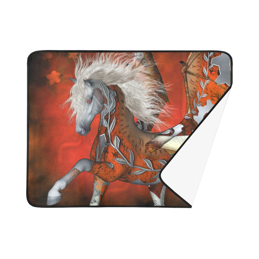 Awesome steampunk horse with wings Beach Mat 78"x 60"
