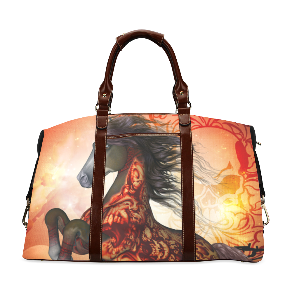 Awesome creepy horse with skulls Classic Travel Bag (Model 1643) Remake