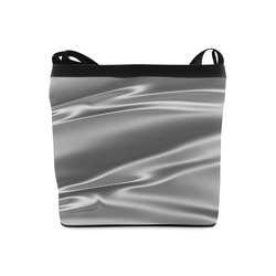 Metallic grey satin 3D texture Black Strap Version Crossbody Bags (Model 1613)