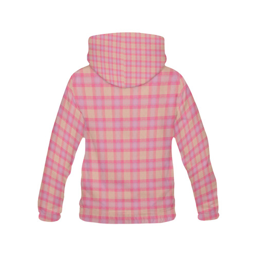 Pink Purple Plaid All Over Print Hoodie for Women (USA Size) (Model H13)