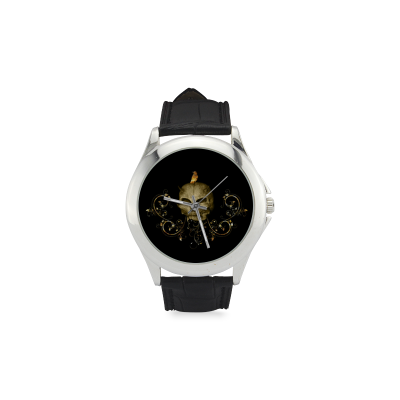 The golden skull Women's Classic Leather Strap Watch(Model 203)