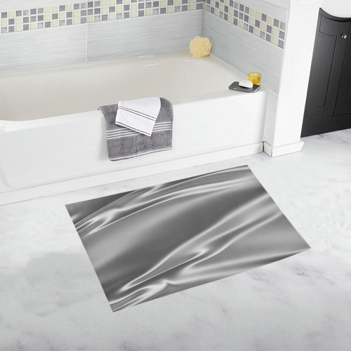 Metallic grey satin 3D texture Bath Rug 20''x 32''