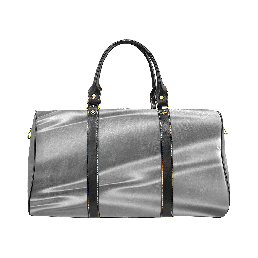 Metallic grey satin 3D texture Grey Sides Version New Waterproof Travel Bag/Small (Model 1639)