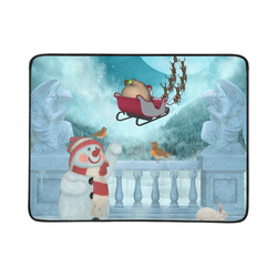 Funny snowman with Santa Claus Beach Mat 78"x 60"