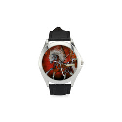 Awesome steampunk horse with wings Women's Classic Leather Strap Watch(Model 203)