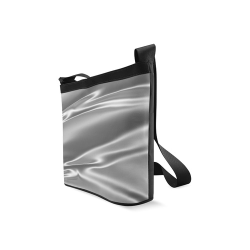 Metallic grey satin 3D texture Black Strap Version Crossbody Bags (Model 1613)