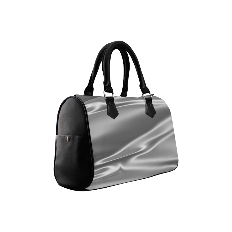 Metallic grey satin 3D texture Boston Handbag (Model 1621)