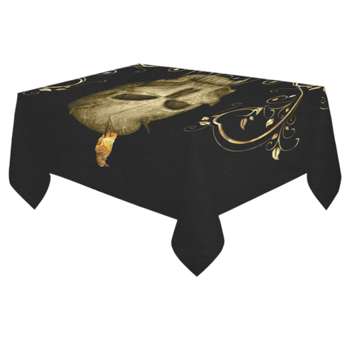 The golden skull Cotton Linen Tablecloth 60"x 84"