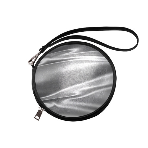 Metallic grey satin 3D texture Round Makeup Bag (Model 1625)