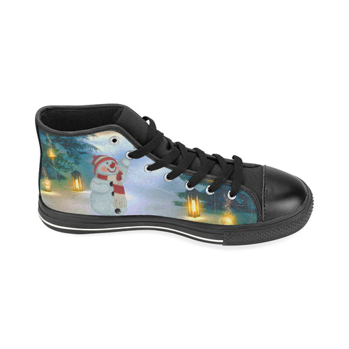 Santa Claus in the night High Top Canvas Women's Shoes/Large Size (Model 017)