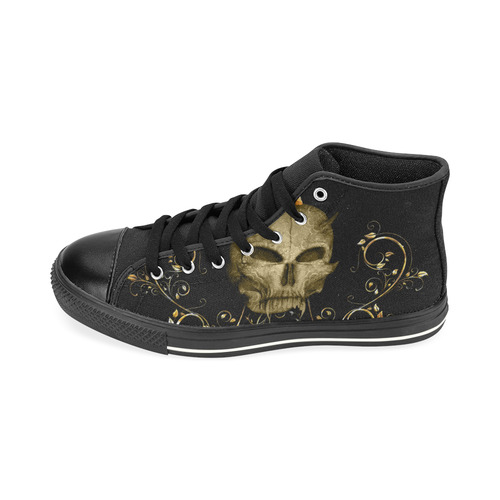 The golden skull High Top Canvas Women's Shoes/Large Size (Model 017)