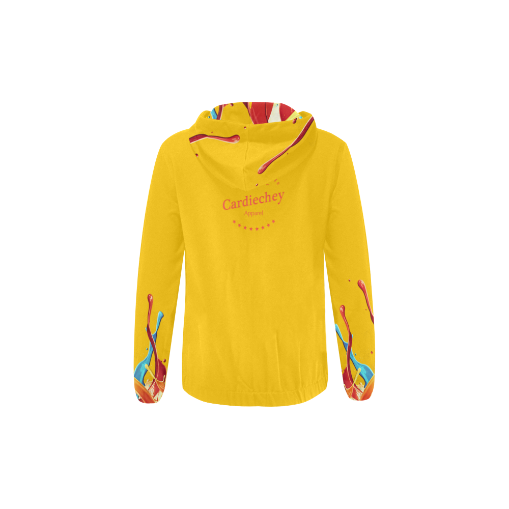 paint-face yellow All Over Print Full Zip Hoodie for Kid (Model H14)