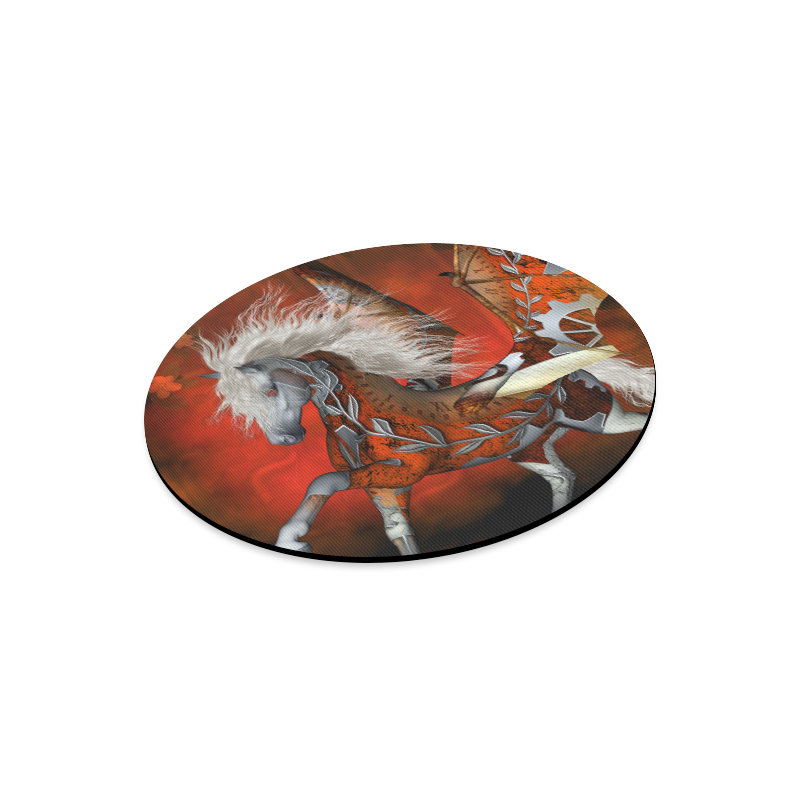 Awesome steampunk horse with wings Round Mousepad