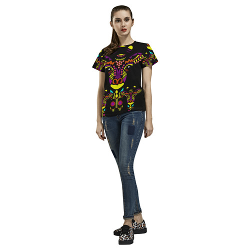 Stylised African Giraffe - pop art All Over Print T-Shirt for Women (USA Size) (Model T40)