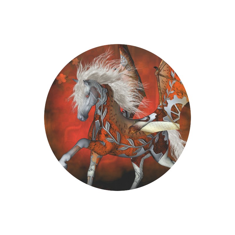 Awesome steampunk horse with wings Round Mousepad