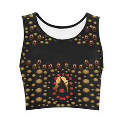 pumkin witch in candles and white magic Women's Crop Top (Model T42)
