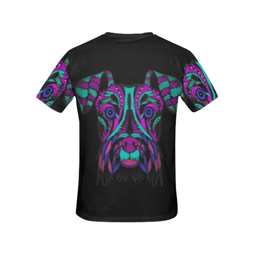 Schnauzer dog pop art purple tones All Over Print T-Shirt for Women (USA Size) (Model T40)