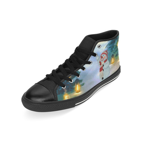 Santa Claus in the night High Top Canvas Women's Shoes/Large Size (Model 017)