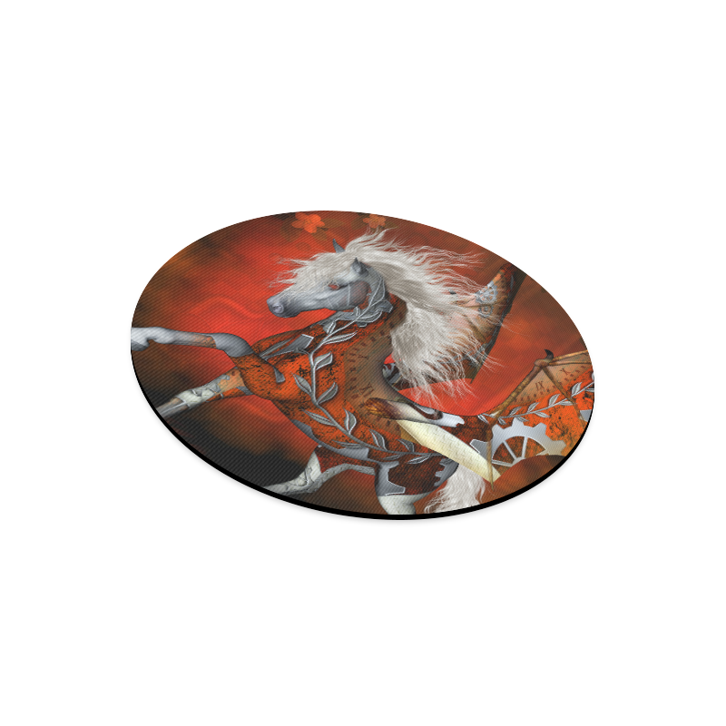 Awesome steampunk horse with wings Round Mousepad