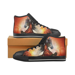Awesome creepy horse with skulls High Top Canvas Women's Shoes/Large Size (Model 017)