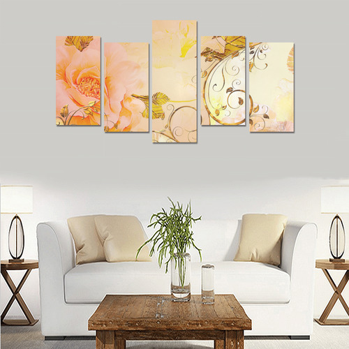 Beautiful flowers in soft colors Canvas Print Sets E (No Frame)