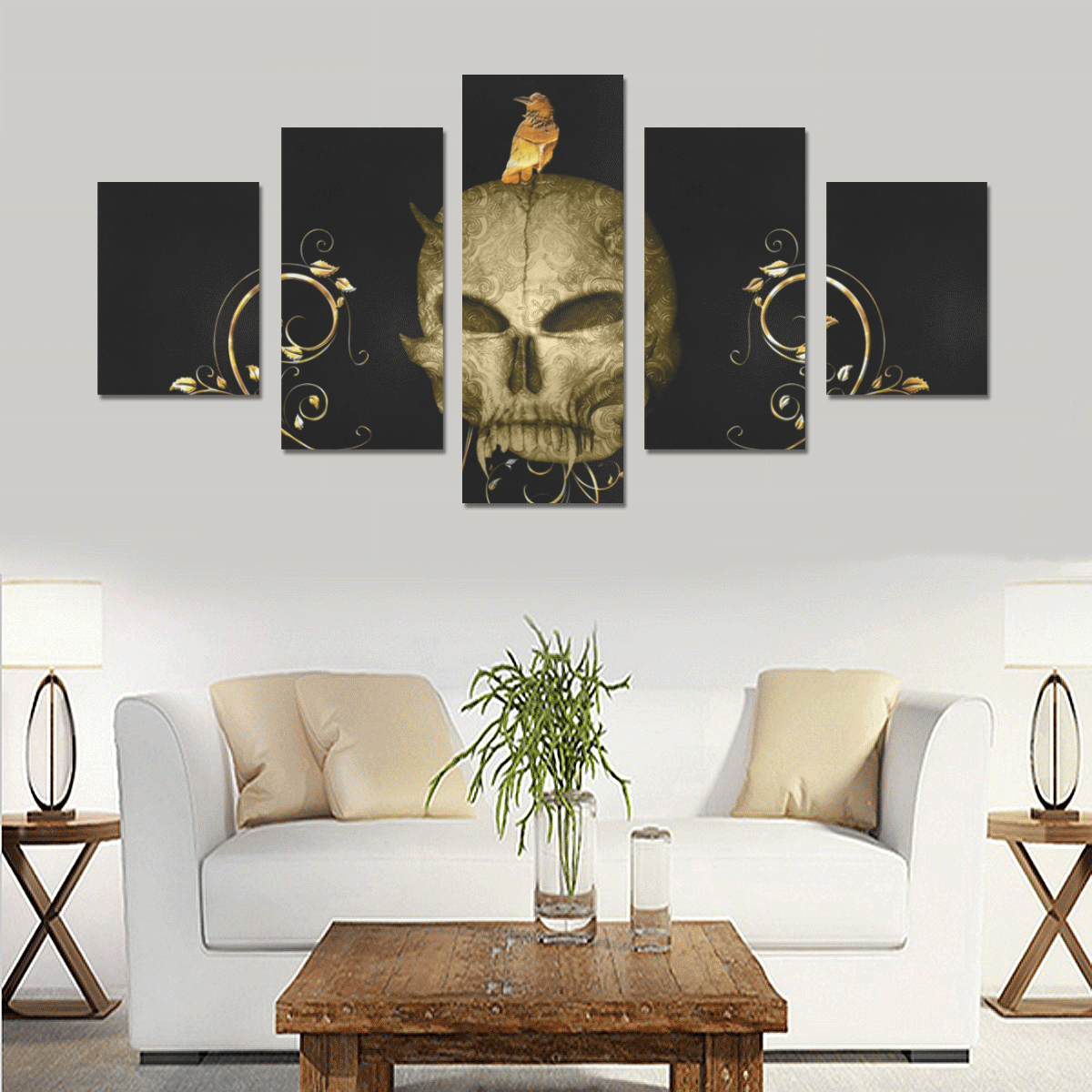 The golden skull Canvas Print Sets B (No Frame)