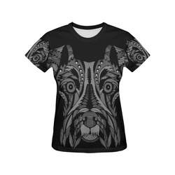 Schnauzer dog pop art b & w All Over Print T-Shirt for Women (USA Size) (Model T40)