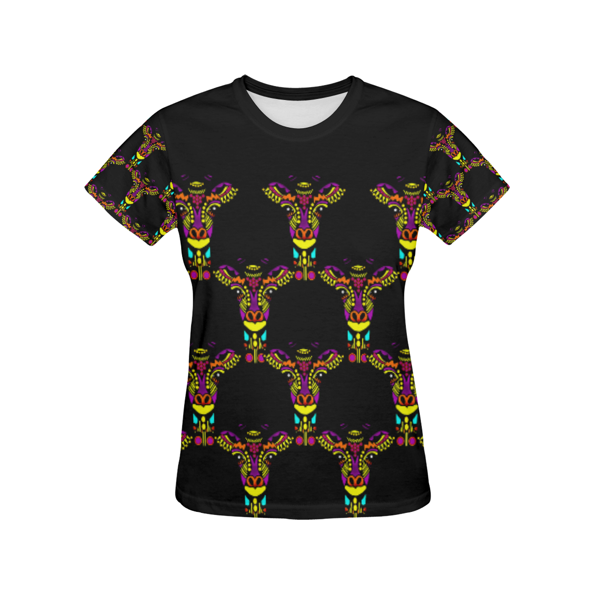 African Giraffe- pop art collection All Over Print T-Shirt for Women (USA Size) (Model T40)