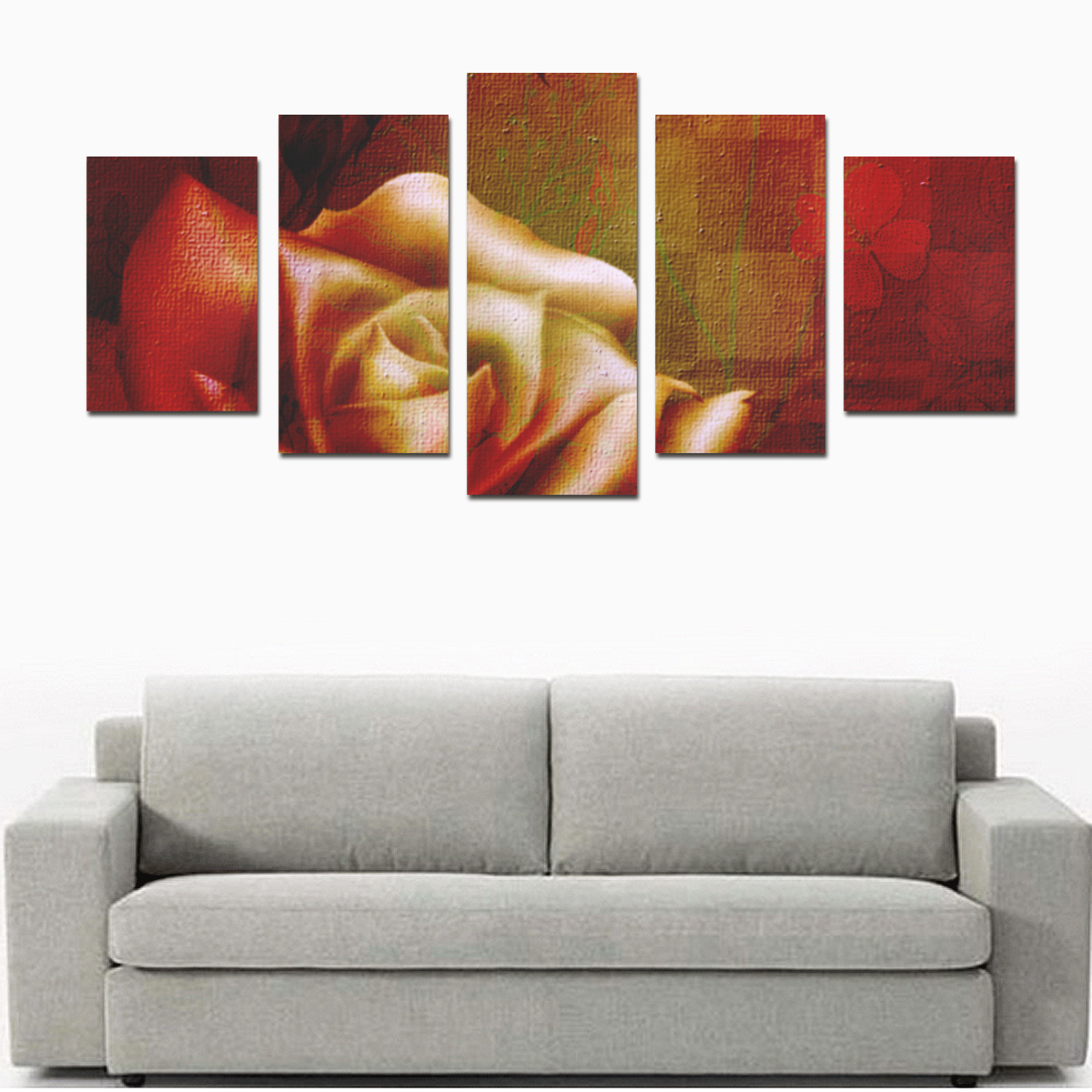 Wonderful red roses Canvas Print Sets D (No Frame)