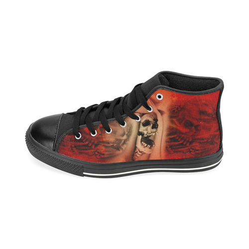 Creepy skulls on red background High Top Canvas Women's Shoes/Large Size (Model 017)