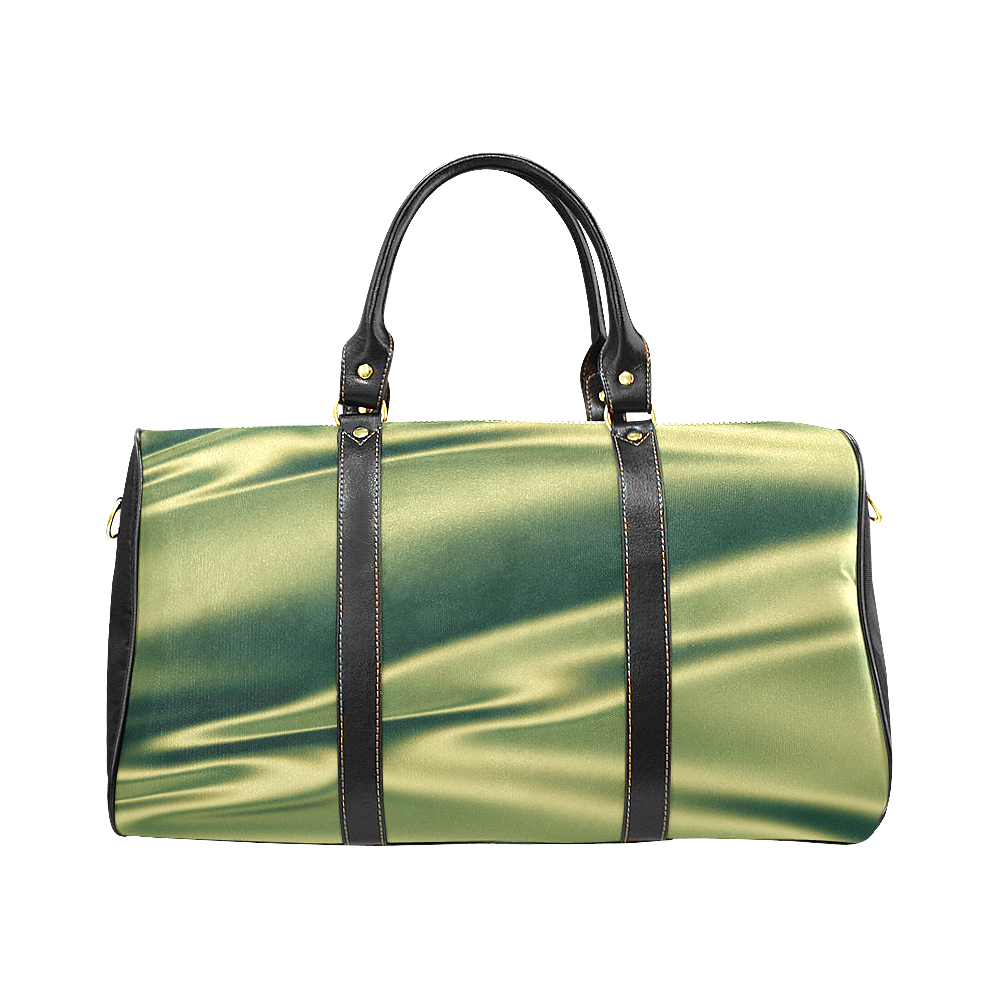 Green satin 3D texture Black Sides Version New Waterproof Travel Bag/Small (Model 1639)