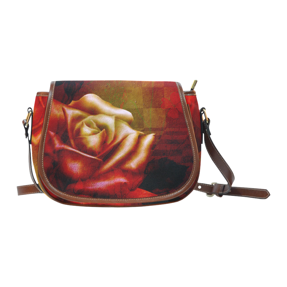 Wonderful red roses Saddle Bag/Large (Model 1649)