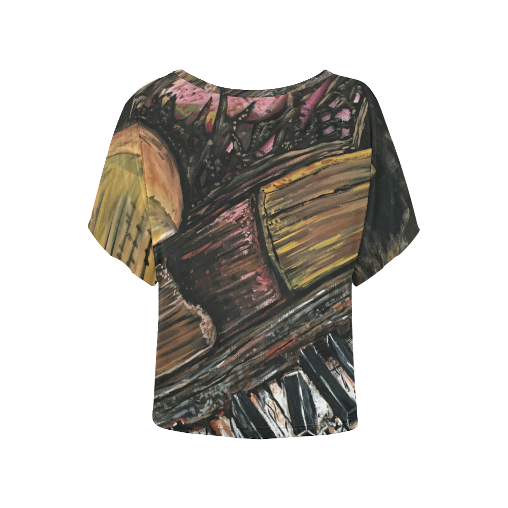 Broken Piano Women's Batwing-Sleeved Blouse T shirt (Model T44)