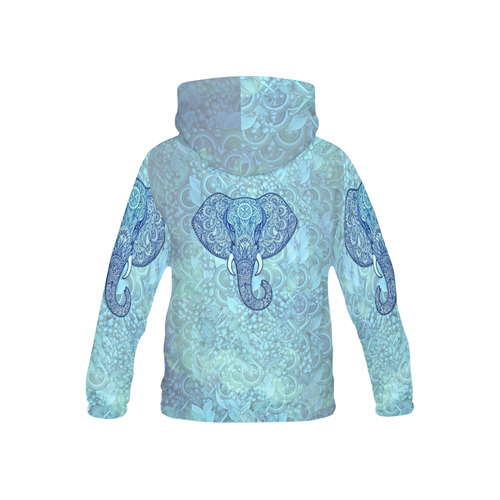 Festival Diwali elephant blue All Over Print Hoodie for Kid (USA Size) (Model H13)