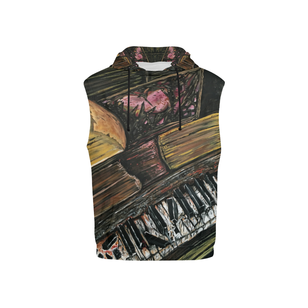 Broken Piano All Over Print Sleeveless Hoodie for Kid (Model H15)