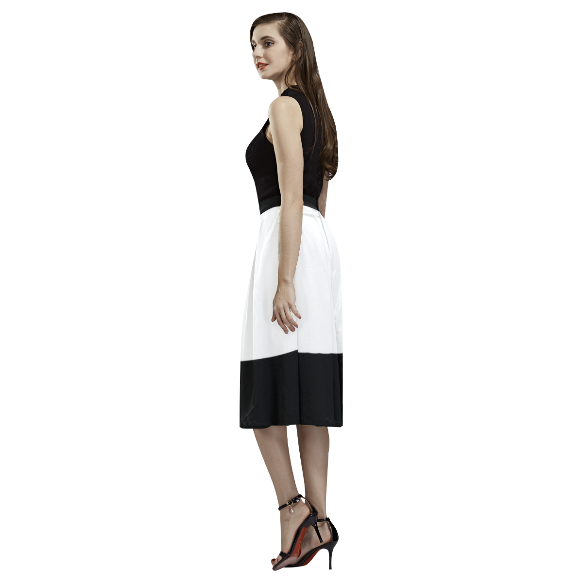 White on Black Aoede Crepe Skirt (Model D16)