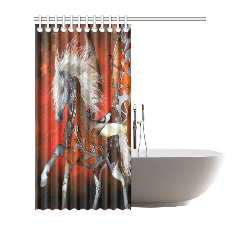 Awesome steampunk horse with wings Shower Curtain 66"x72"