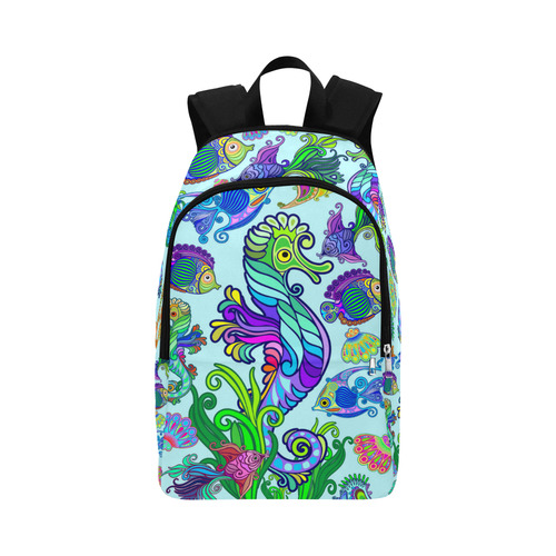 Marine Life Exotic Fishes & SeaHorses Fabric Backpack for Adult (Model 1659)