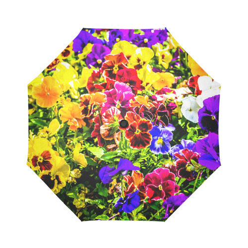 Viola Tricolor Flower colorful beautiful spring Auto-Foldable Umbrella (Model U04)