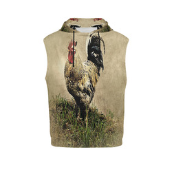 Country Rooster All Over Print Sleeveless Hoodie for Women (Model H15)
