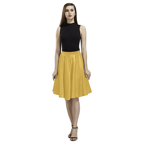 mustard Melete Pleated Midi Skirt (Model D15)
