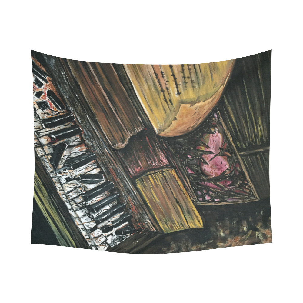 Broken Piano Cotton Linen Wall Tapestry 60"x 51"