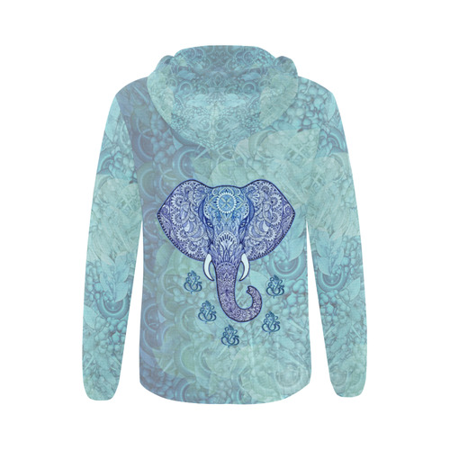 lord Ganesh art All Over Print Full Zip Hoodie for Women (Model H14)