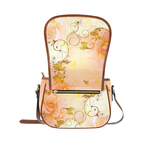 Beautiful flowers in soft colors Saddle Bag/Large (Model 1649)