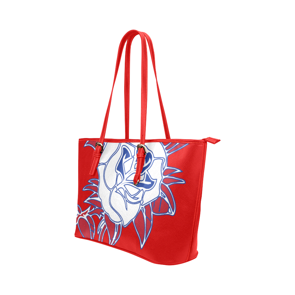 Red Tote Bag Rose Leather Tote Bag/Small (Model 1651)