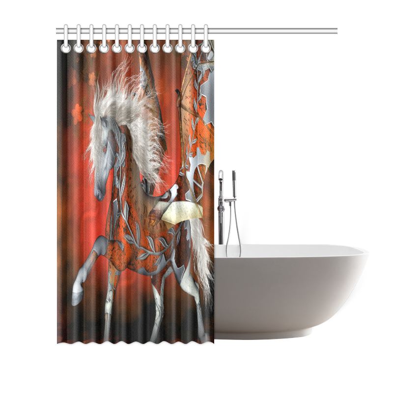 Awesome steampunk horse with wings Shower Curtain 72"x72"