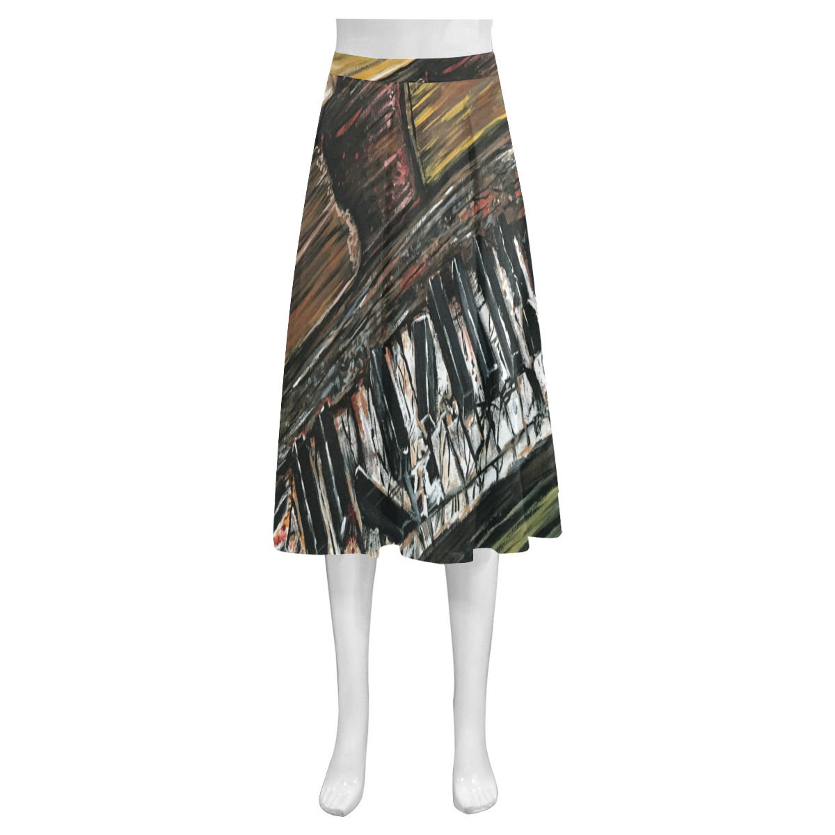 Broken Piano Mnemosyne Women's Crepe Skirt (Model D16)