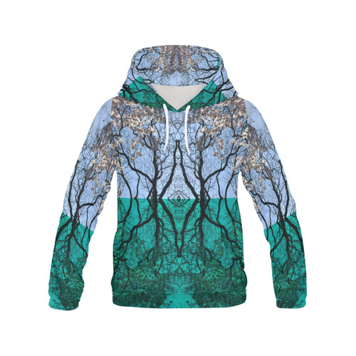Tree Gate Between Water and Sky Worlds All Over Print Hoodie for Women (USA Size) (Model H13)