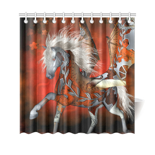 Awesome steampunk horse with wings Shower Curtain 69"x70"